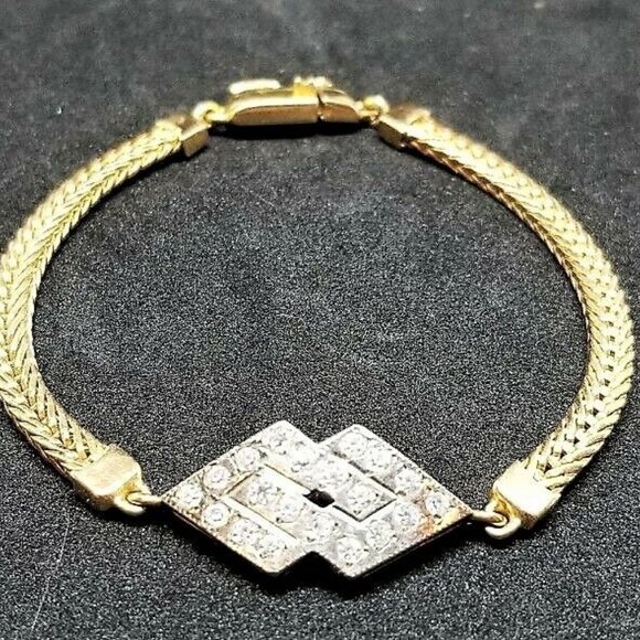 Vintage Russian Soviet USSR 14K 585 Rose Pink White Gold Wheat Bracelet 13.9 g. - Picture 3 of 5